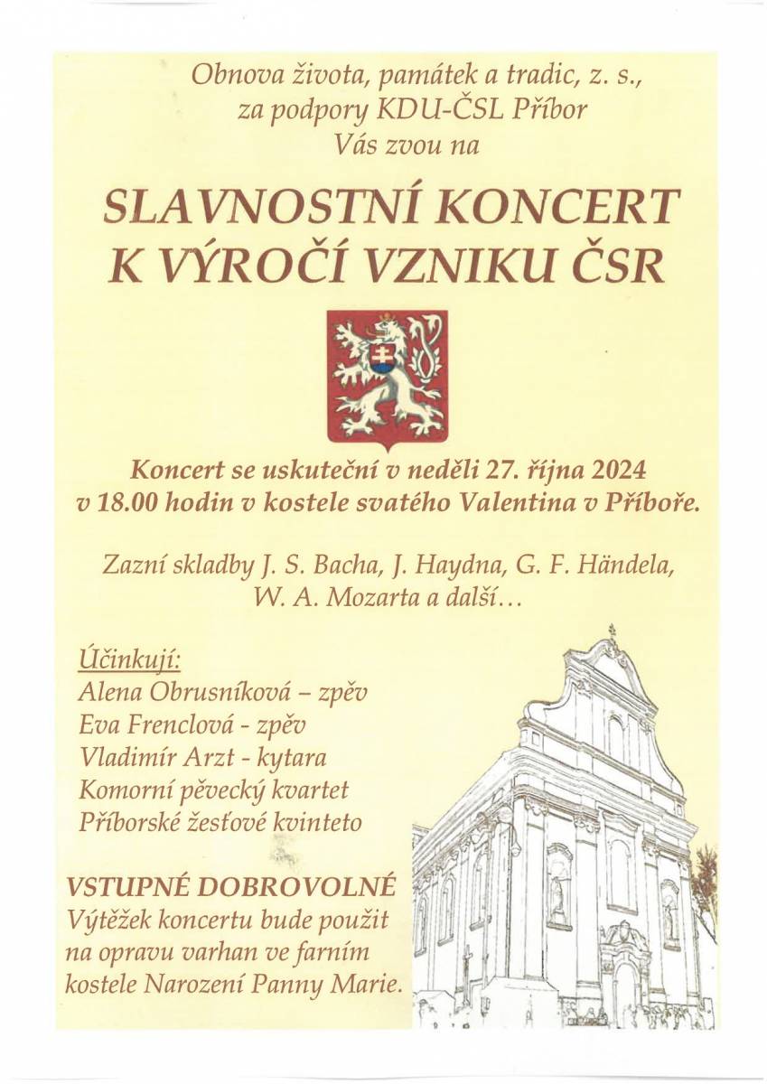 Slavnostní koncert k výročí vzniku ČSR