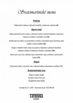 GASTRO AKCE: Svatomartinské menu  - restaurace Tatrovka 