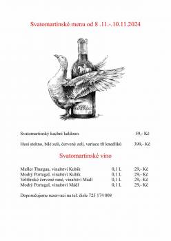 GASTRO AKCE: Svatomartinské menu - Hotel Hukvaldy 